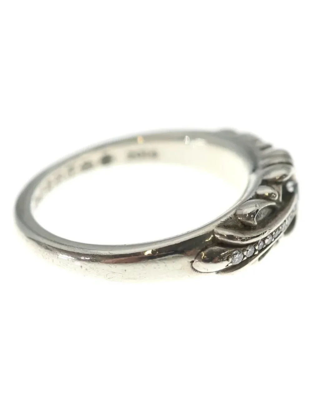 Chrome Hearts Baby Clsc P D Classic Floral Cross Pave Diamond Silver Ring